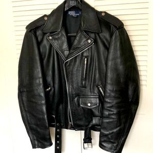 Polo by Ralph Lauren Black Leather Biker Jacket M